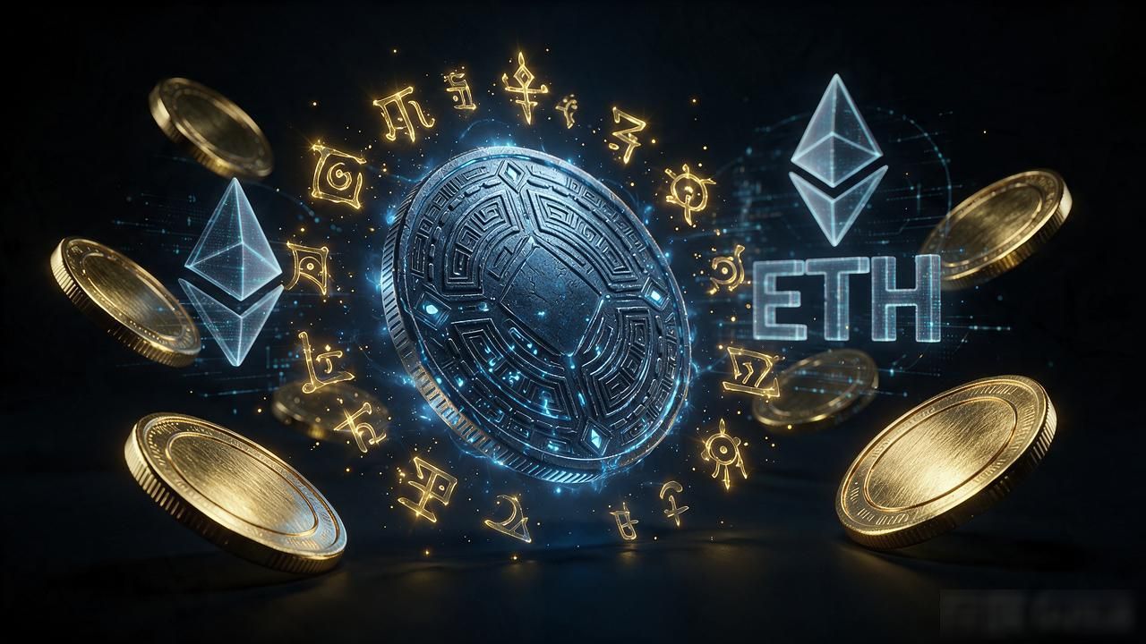 魔幻数字货币图片_fantasy coin magic_runes gold coin dark