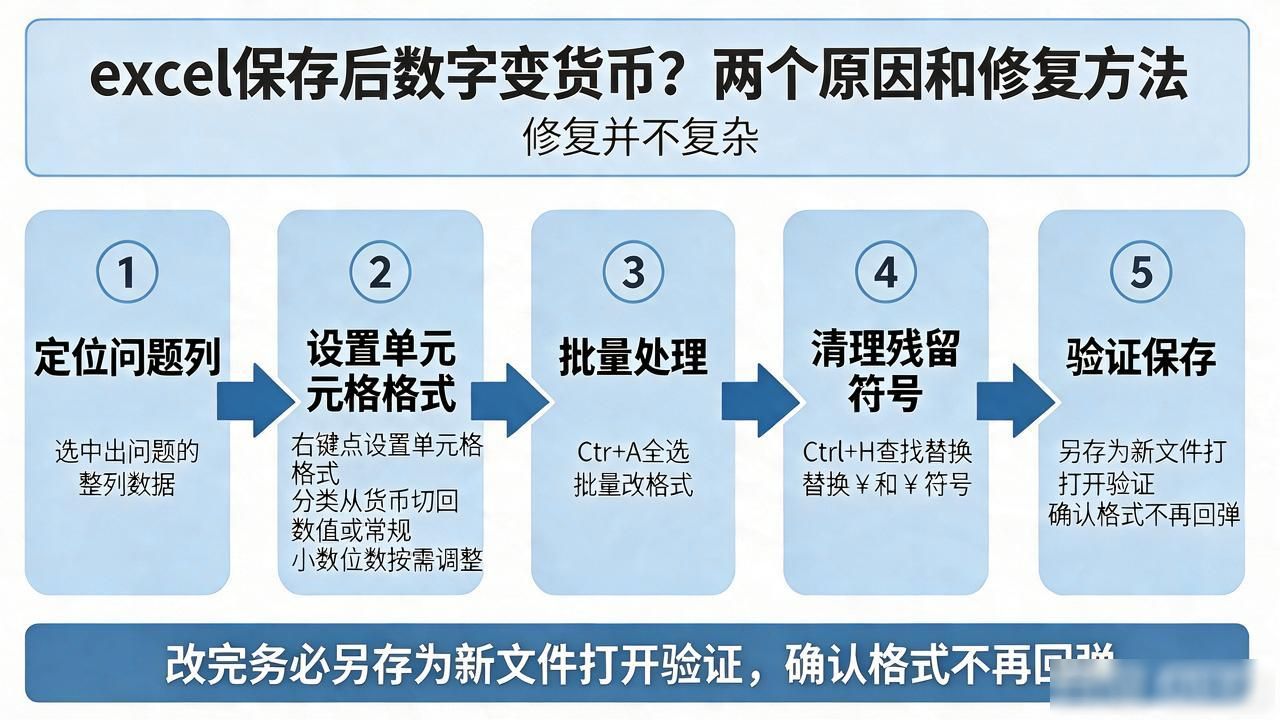 excel保存后数字变成货币_财务数据Excel格式自动跑偏_货币单元格格式修复技巧